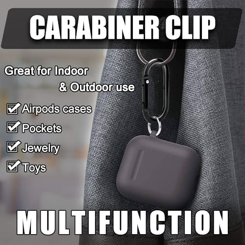 12Sets 2 Inch Large Carabiner Clips, Aluminum Spring Oval Keyrings with Flat O-Rings for Hanging Keychain Dog Tags Backpack Accessories (Black)