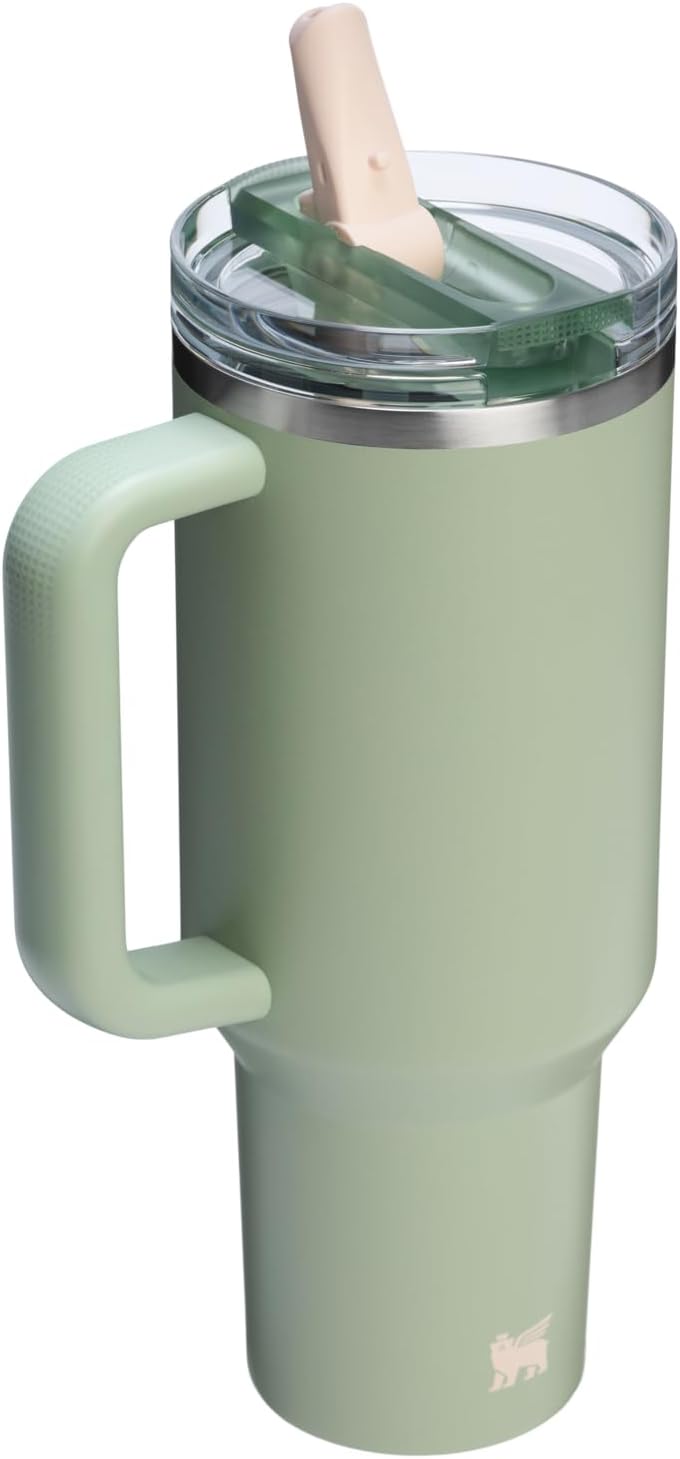 STANLEY Quencher ProTour 40 oz Tumbler - Leakproof Lid, Built-In Straw & Handle | Insulated, BPA-Free | Lichen Color