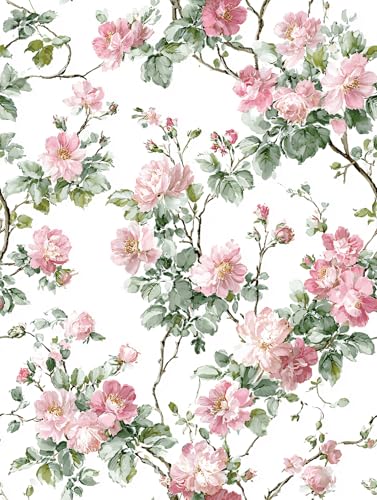Pink Floral Contact Paper - Peel and Stick Wallpaper for DIY Decor