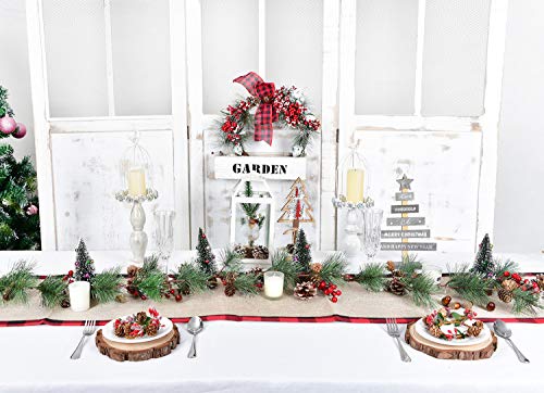 6 Foot Artificial Christmas Pine Garland with Berries Pinecones & Needles