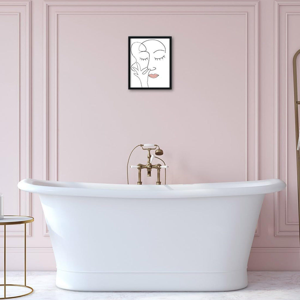 Merrleem Bathroom Wall Art - Humorous Minimalist Decor | Funny Toilet Canvas Print (Framed, 14" x 11")