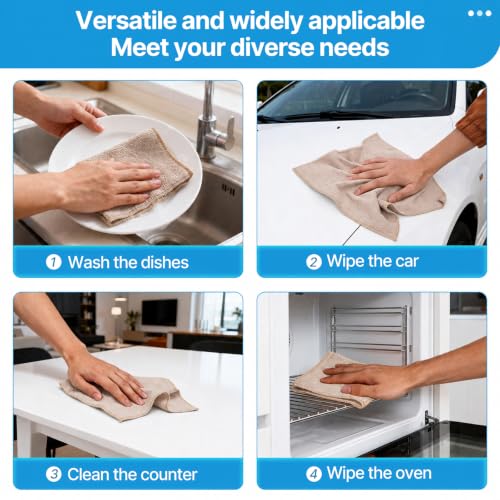 QYL Microfiber Cleaning Cloths, 12 Pack Beige 11.8" x 11.8"