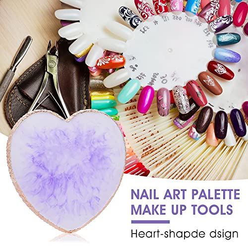 Sibba Resin Nail Art Palette Heart Shape Color Mixing Plate Purple