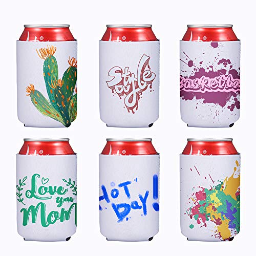 Valyria 12 White Sublimation Can Coolers - Reusable Insulated Beer Sleeves for DIY Events