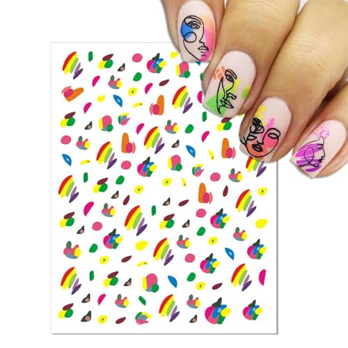 IDDFEVE Abstract Graffiti Nail Art Stickers - 3D Self-Adhesive Decals (9 Sheets)