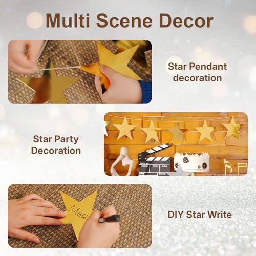 60 Pcs 6-Inch Double Printed Gold Star Cutouts for Decorations