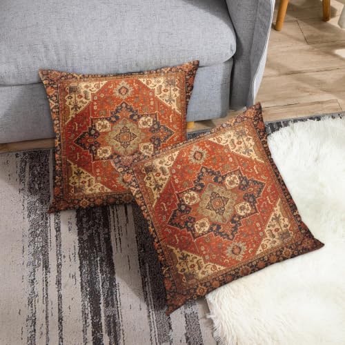 Britimes Aztec Orange Tribal Throw Pillow Covers - Set of 2, 20x20 Inch