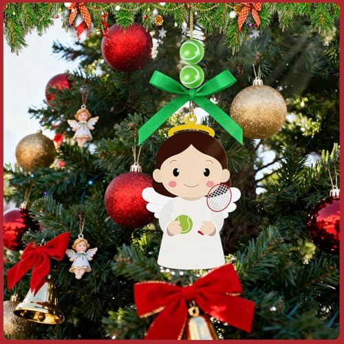 Tennis Angel Wooden Easter Ornament - Hanging Decoration for Fans
