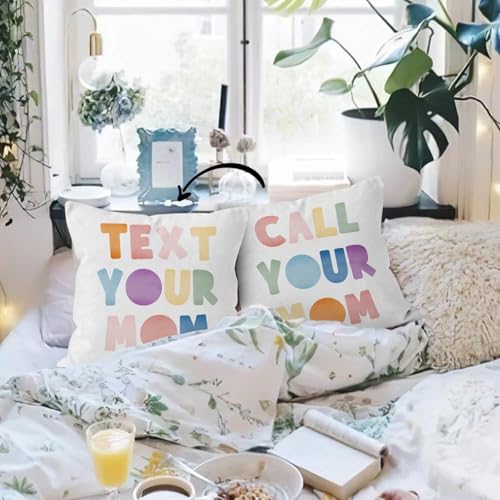 Funny Colorful Call Your Mom Pillow Cover 18x18 for Dorm & Home