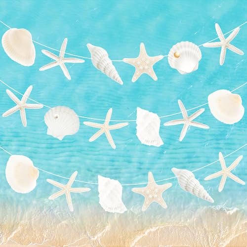 3-Piece Coastal Seashell & Starfish Hanging Banner Set for Beach Party