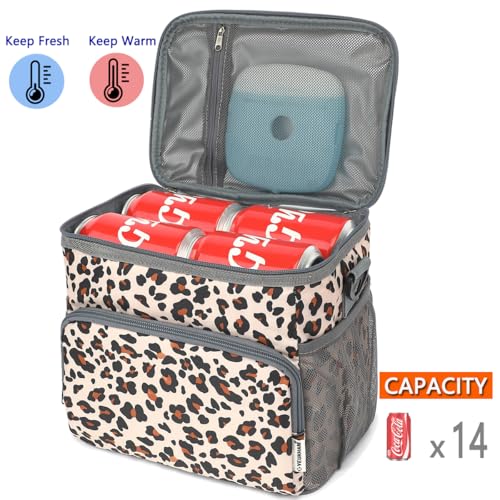 GYEUKHAM Insulated Lunch Bag - Reusable Thermal Tote, Leopard-2 Pattern