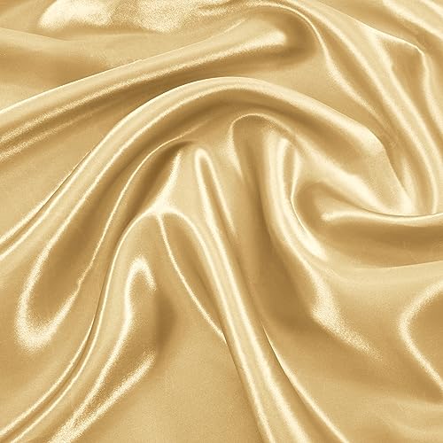 Gold Scalloped Satin Napkins - 12 Pack, 12x12 Inch Wedding Decor