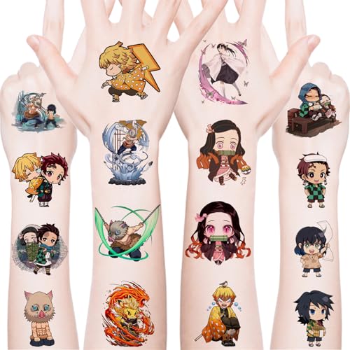 Demon Slayer Temporary Tattoos - 20 Pcs Chibi Anime Party Favors