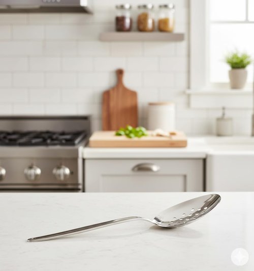 BNAZIND 3-PCS Kunz Spoon | 9 Inch 18/10 Stainless Steel Serving Spoons Set Include Serving Spoon, Slotted and Perforated Spoons, Perfect for Basting, Plating, Quenelle, Sauces (Regular Set)