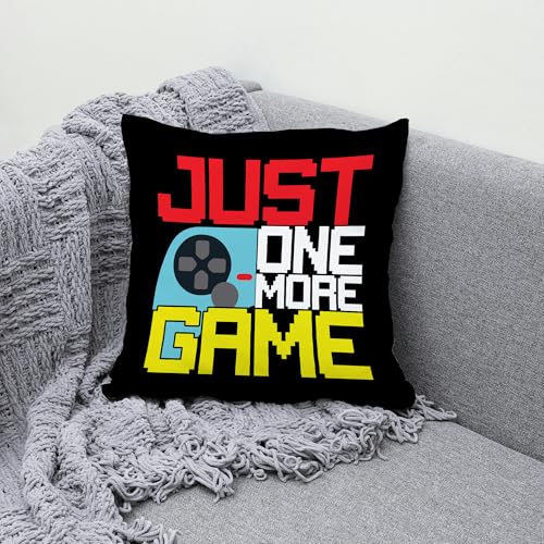 Gaming Throw Pillow Cover 18x18 - Just One More Game Design