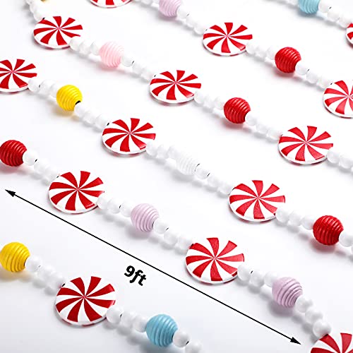 9 ft Candy Bead Garland for Christmas Tree Decoration - Wood & Candy Pattern