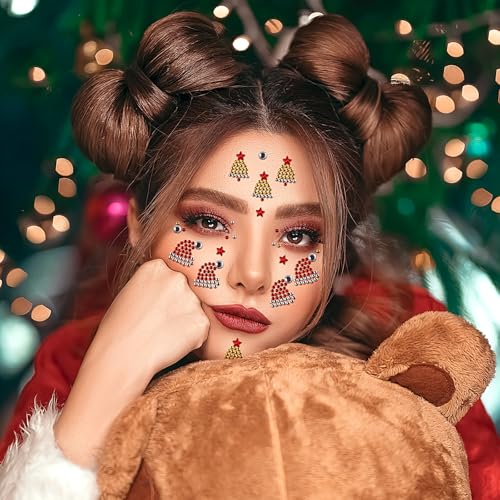 XIELIME Christmas Face Gems Self-Adhesive Rhinestone Stickers