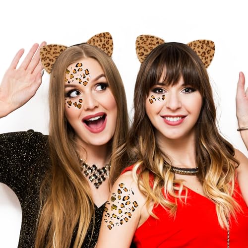 Leopard Ears Headband with Matching Temporary Tattoos Halloween Cosplay