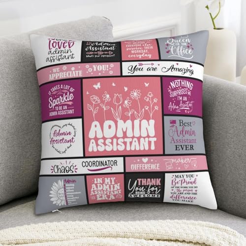 Admin Assistant Throw Pillow Cover 18x18 - Appreciation Gift for Women