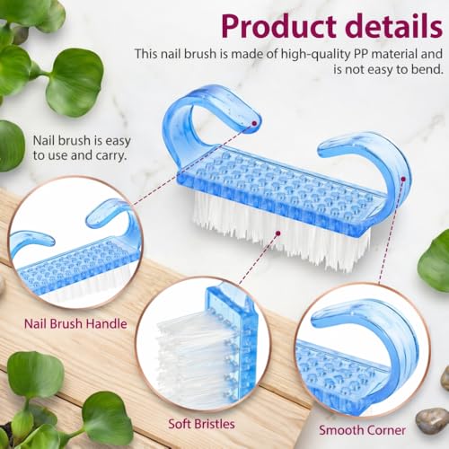 ROLECK 12 Pcs Dual-Sided Fingernail Brush Set for Cleaning Hands, Toes and Nails