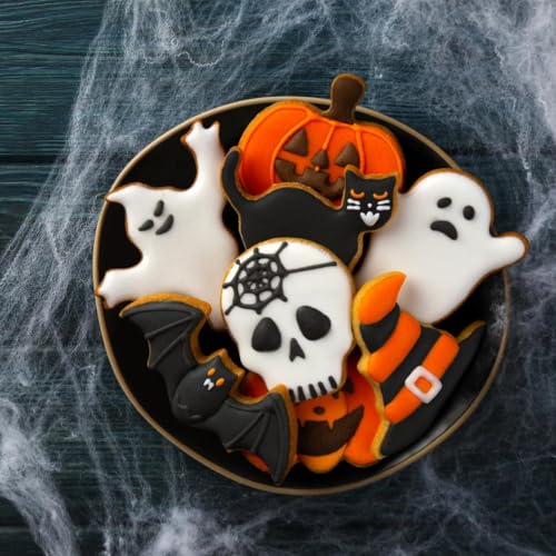 Halloween Cookie Cutter Set - 9 Stainless Steel Shapes Pumpkin Ghost Bat Witch Skull