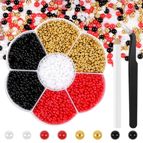 BOUBONI 6800 Pcs Flatback Pearls Kit 3mm Half Round Pearls for Crafts
