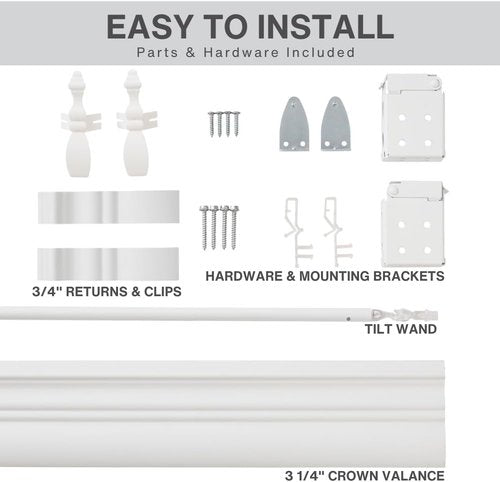 Lotus & Windoware Cordless 2-Inch Faux Wood Blinds - Bright White, 34" Wide x 60" Long