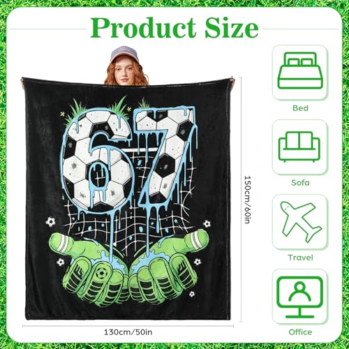 Soccer Throw Blanket 50" x 60" - Soft Fleece with 67 Number Design