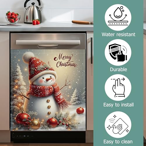 Cute Snowman Refrigerator Magnet Cover - Christmas Kitchen Decor 23x26 Inch
