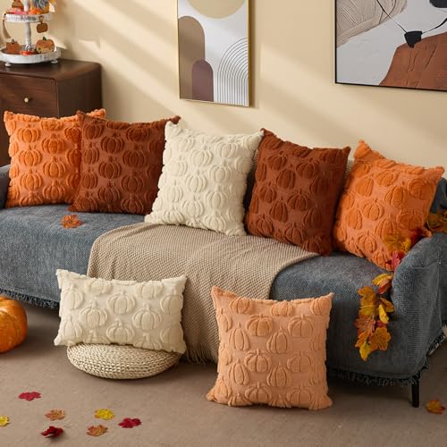 DFXSZ Rust Fall Throw Pillow Covers 18x18, Soft Plush Set of 2