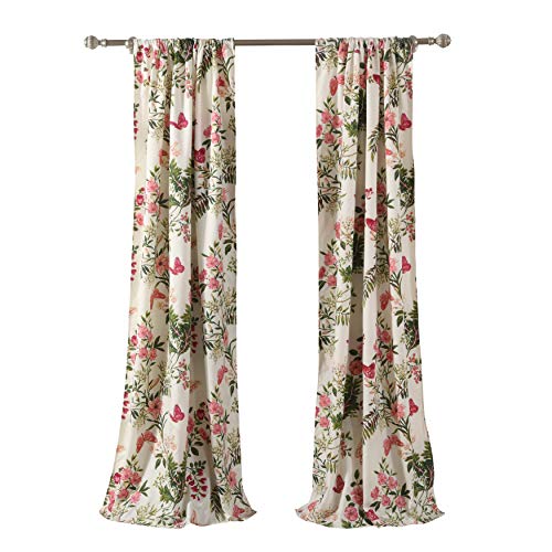 Greenland Home Butterflies Curtain Panels, 42 W x 84 L Inches Each, Set of 2, with Tiebacks
