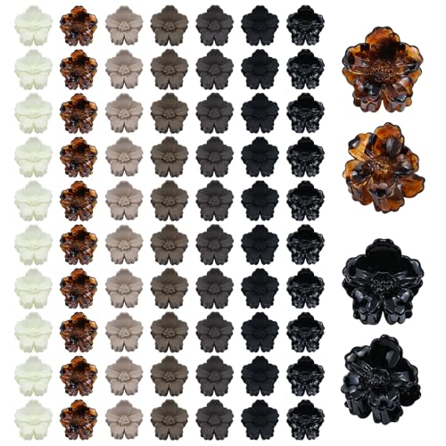 Dizila 70-Piece Mini Flower Hair Claw Clips Neutral Colors
