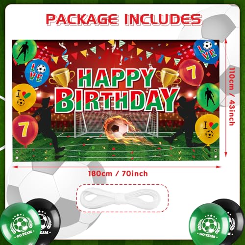 Soccer Birthday Banner - Green Red Happy Birthday Decor 71x44