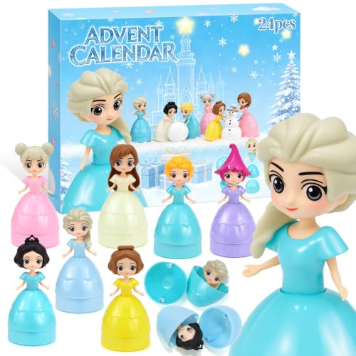 Princess Advent Calendar 24 Days Christmas Surprise Eggs for Kids