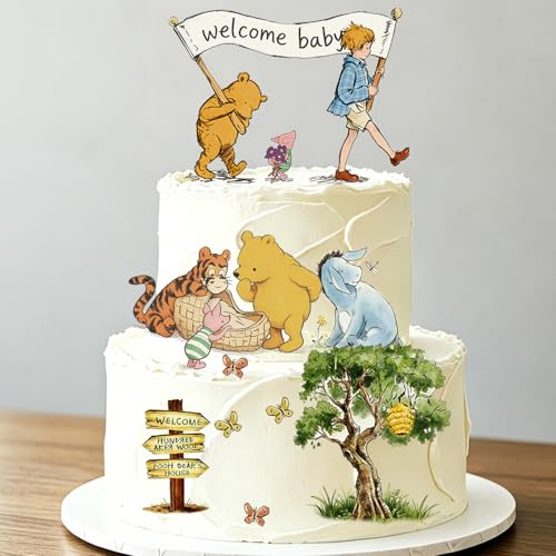 Winnie the Pooh Cake Toppers Set - 9Pcs Baby Shower Decorations