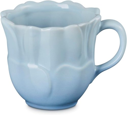 Le Creuset Stoneware Mug - 11 oz. Coastal Blue | Elegant Petal Design for Everyday Use