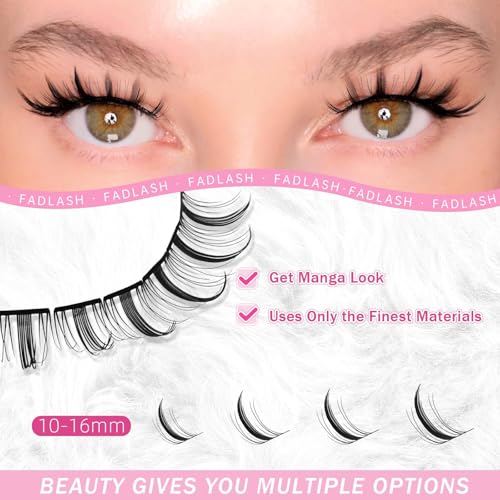 FADLASH Wispy Cluster Lashes - 3D DIY Reusable Eyelash Extensions Mix 10-16mm