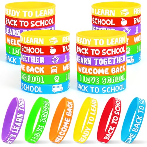 30 Pack Back to School Silicone Wristbands - Fun Party Favors