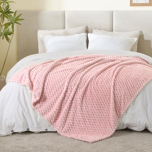 BEDELITE Pink Throw Blanket, 50x60 Soft Plush Microfiber Fleece for Couch