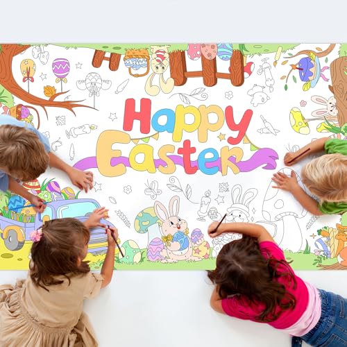 Giant Easter Coloring Poster & Tablecloth - 53x33 Inch Fun