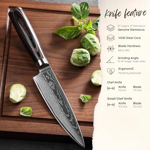 Wakoli Damascus Chef Knife Set 2-Piece VG10 Core Kitchen Knives - Essentials Chef Sets / 2