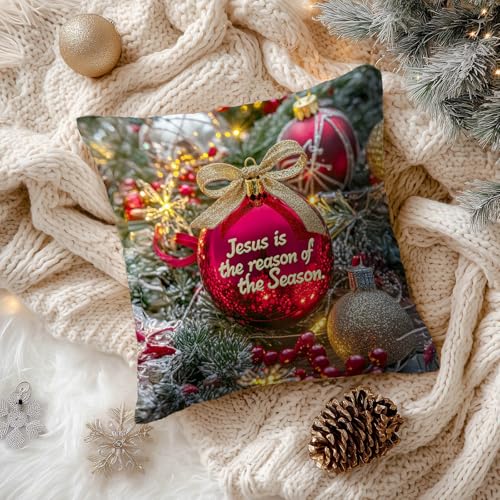 Jesus is the Reason Christmas Throw Pillow Covers - 18x18 Set of 2 #003