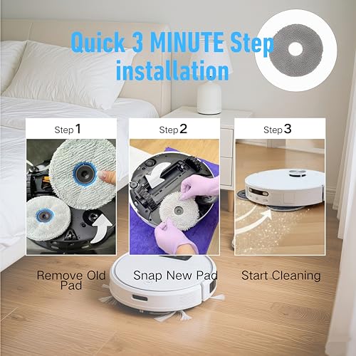 RegBogen White Snow Neil Mop Cloth Pads Replacement for Dreame L10s Ultra/L10 Ultra Robot Vacuum, 6-Pack