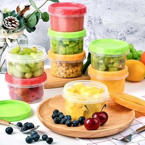 TOFLEN 8 oz Small Plastic Freezer Containers with Lids, 6-Piece Set