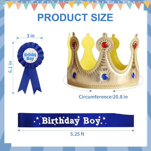 Birthday Boy Sash and King Crown Hat Party Set