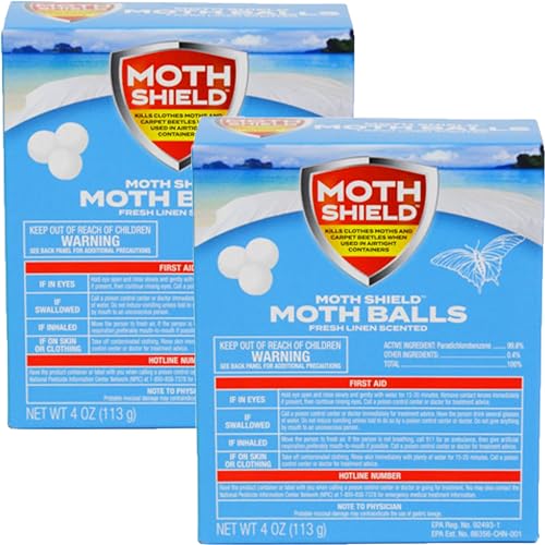 Moth Shield Moth Balls - Fresh Linen Scent, 4 Ounce Boxes (2 Pack)