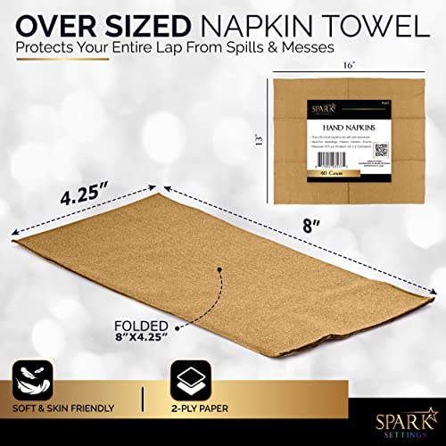 Gold Disposable Dinner Napkins - Soft 2-Ply Guest Towels, 40 Pack