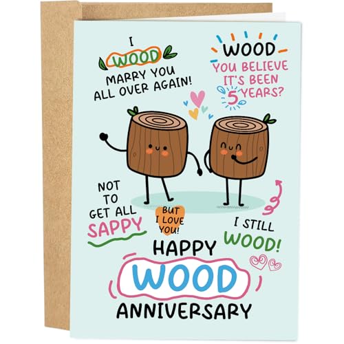 Funny 5th Anniversary Card for Him or Her - Heartfelt Gift