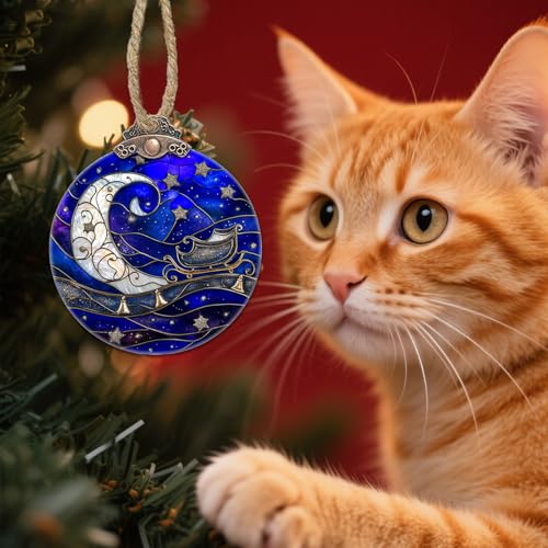 Stained Glass Christmas Star Suncatcher Ornament - 3.1x3.5 IN