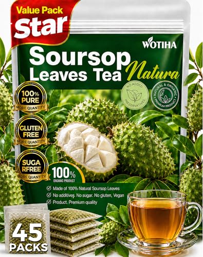 WOTIHA Soursop Graviola Tea Bags - 45 Count, 100% Natural & Vegan